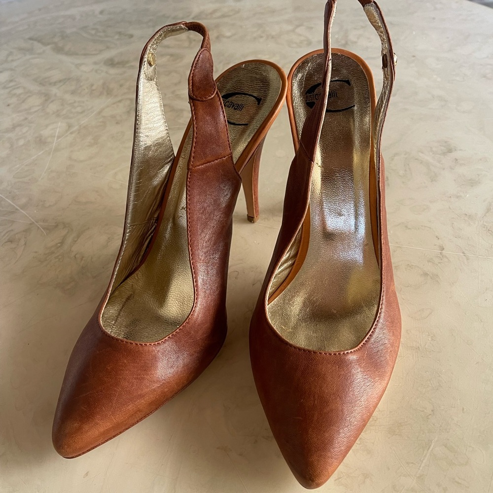 Just CAVALLI- Beautiful 3 1/4” sling back heels, 8.5